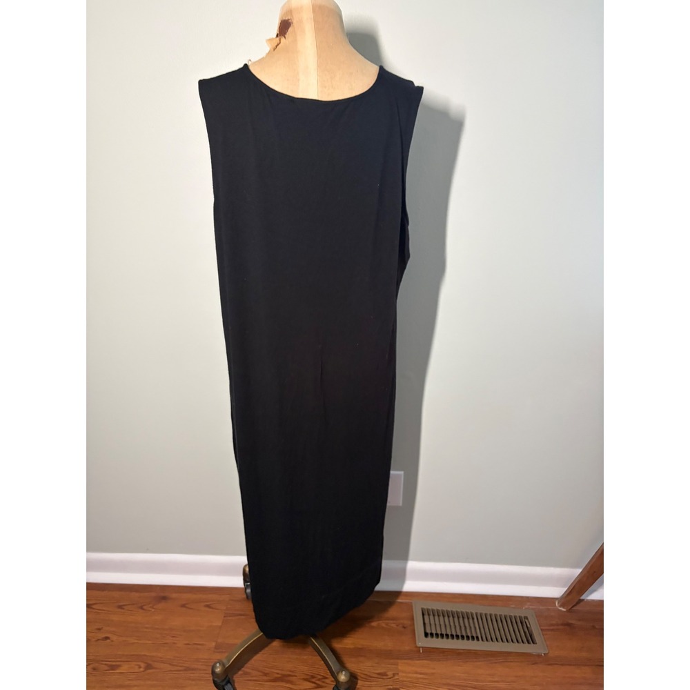 Chico's Black Sleeveless Asymetrical Midi Dress Size 3 Scoop Neck Minimalist